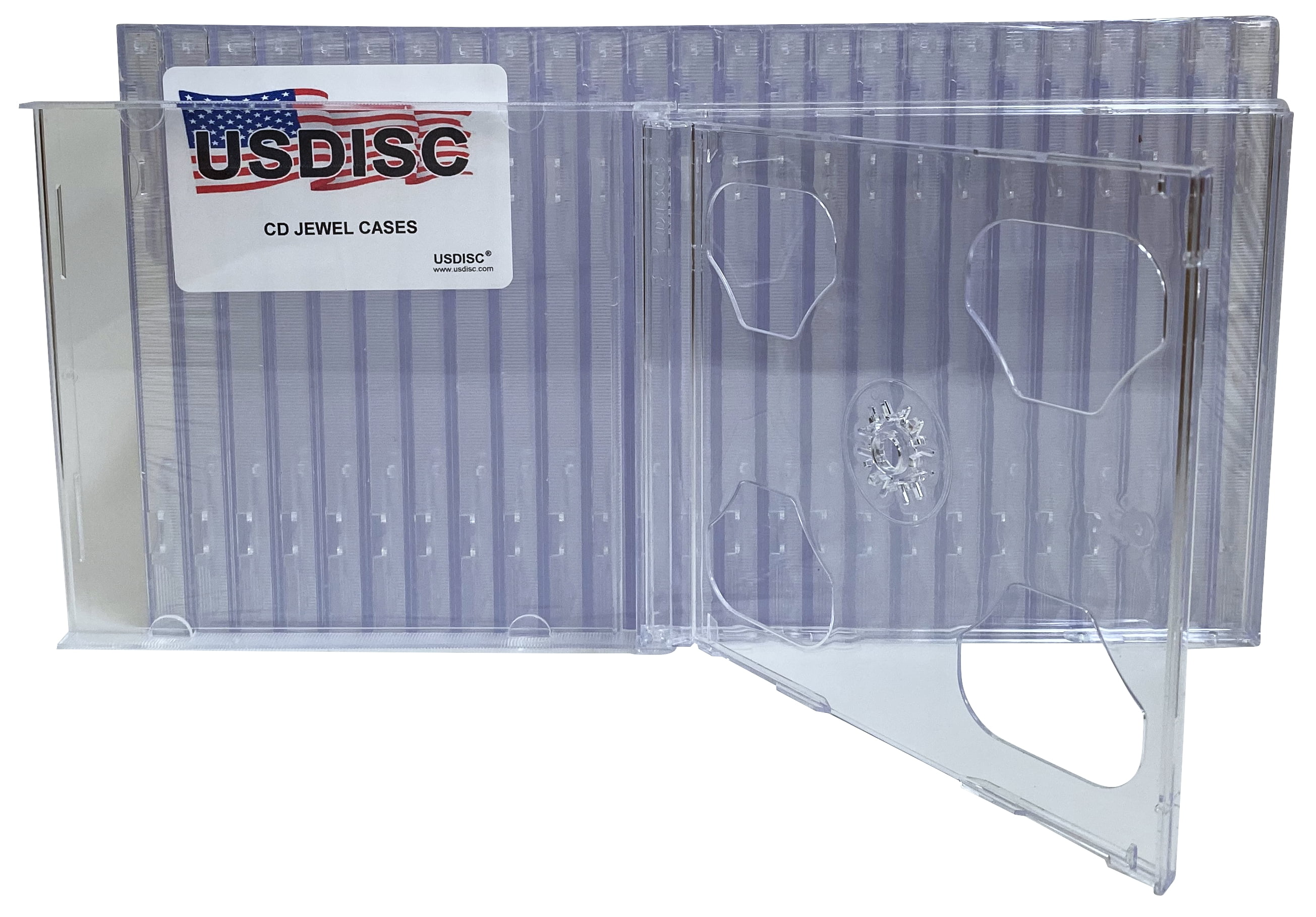 USDISC CD Jewel Cases Standard 10.4mm, Double 2 Disc, Clear, Pack Of 2000