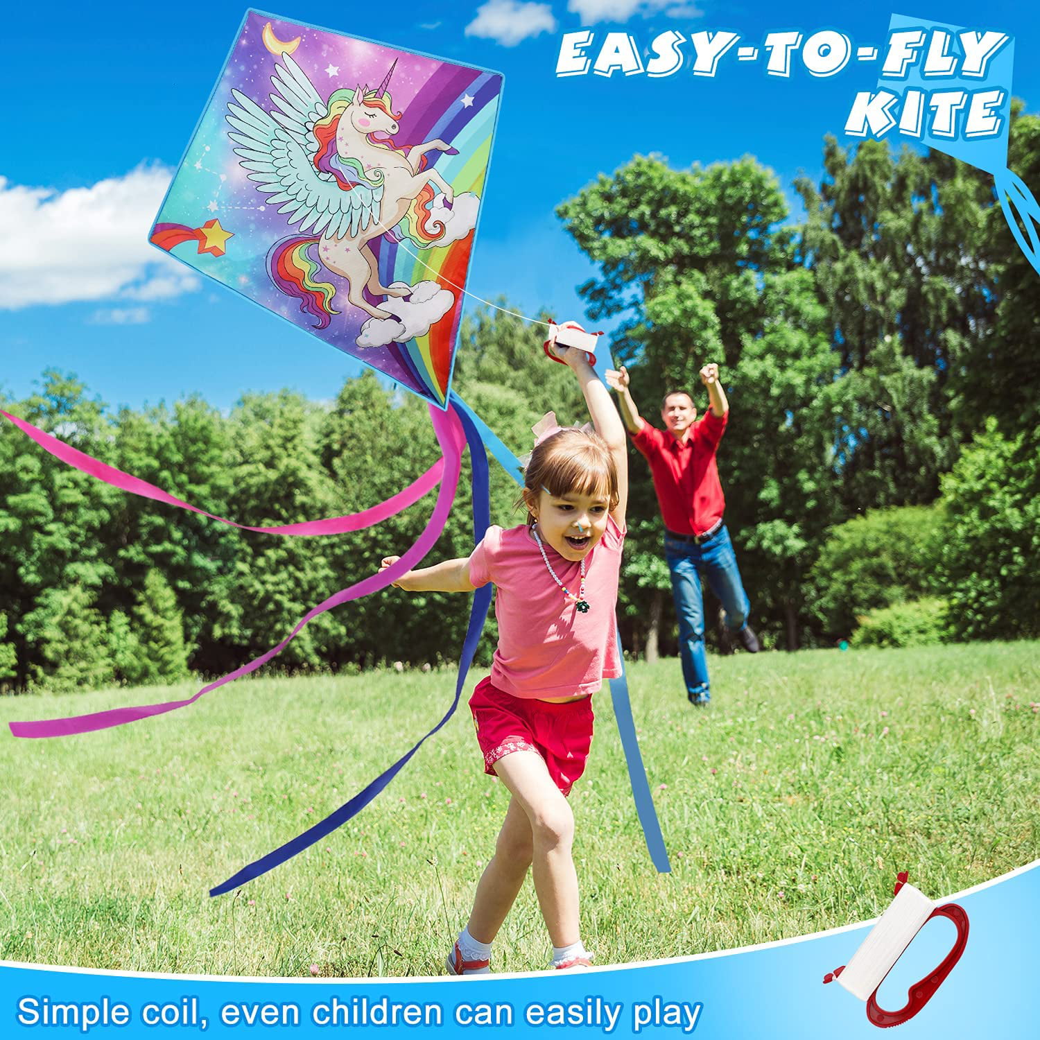 TOY Life Unicorn Kite for Kids Easy to Fly Large Kids Kite - Kites