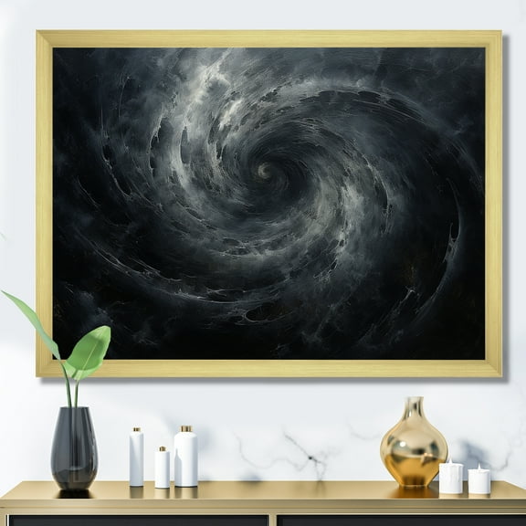 Designart "Quiet Quasar In Black Hole" Abstract Spirals Picture Framed Canvas Art Print