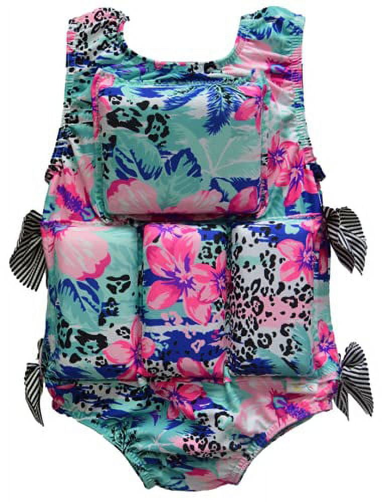 My Pool Pal Girl's Swimwear Flotation Life Vest Swimsuit - 79303 (Pastel Paint Splatter, Small (30-40 lbs))