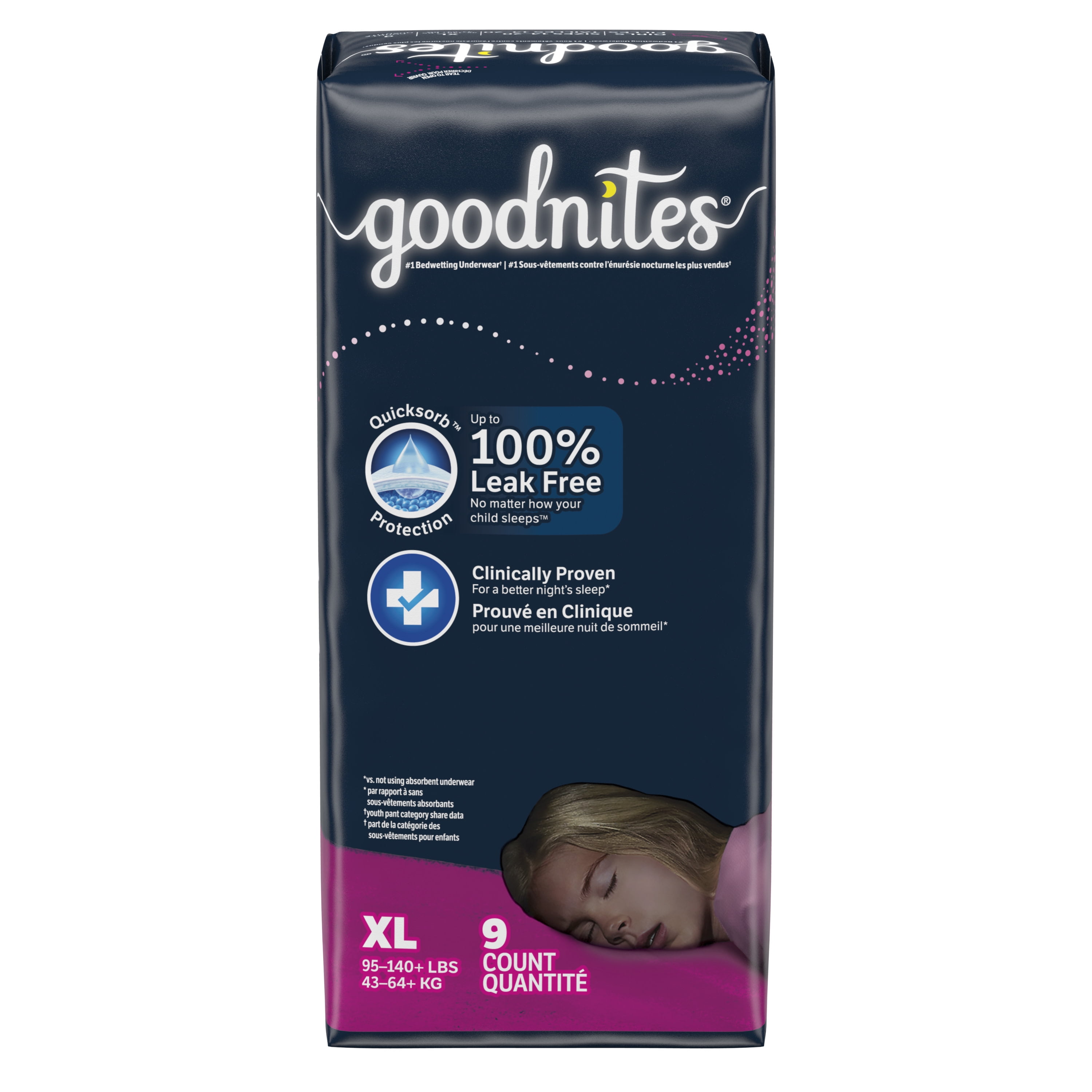Goodnites Nighttime Bedwetting Underwear for Girls, XL, 9 Ct