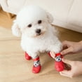 thumbnail image 4 of 4Pcs Breathable Dog Boots Puppy Paw Protector with Bear Pattern Dog Shoes for Winter Snowy Days Teddy Pomeranian Bichon Middle and Small Dogs Adjustable Sole Dog Booties (Red,S), 4 of 4