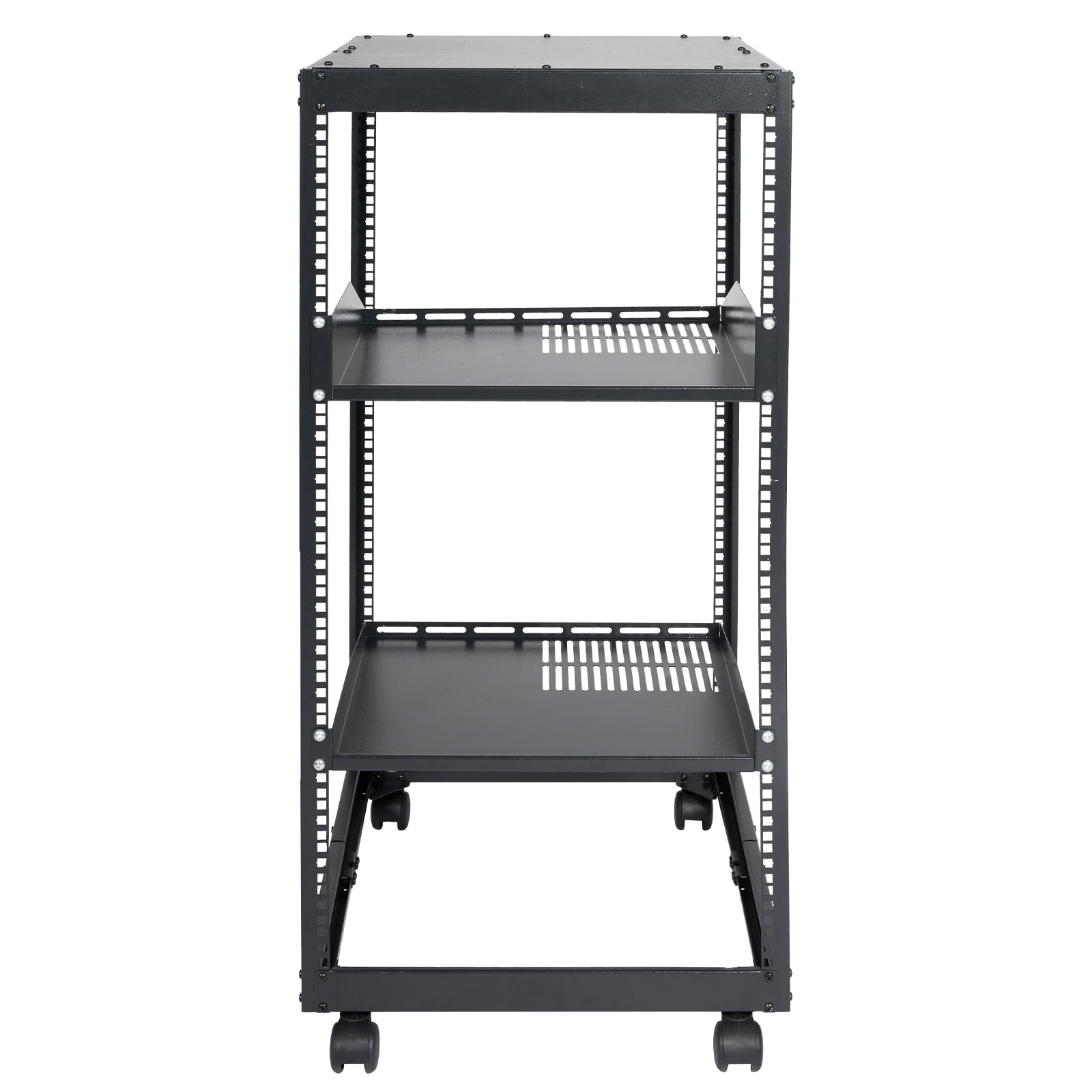 SKYSHALO 20U 4-Post Open Frame Server Rack with Network Enclosure