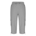 thumbnail image 4 of Fesfesfes Women's Cargo Pants Casual Solid Color Elastic High-Waist Drawstring Short Trousers with Pockets Summer Comfy Outdoor Shorts(Gray,M), 4 of 6