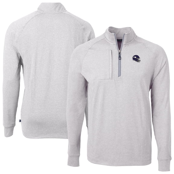 Men's Cutter & Buck Heather Gray Minnesota Vikings Big & Tall Adapt Eco Raglan Quarter-Zip Jacket