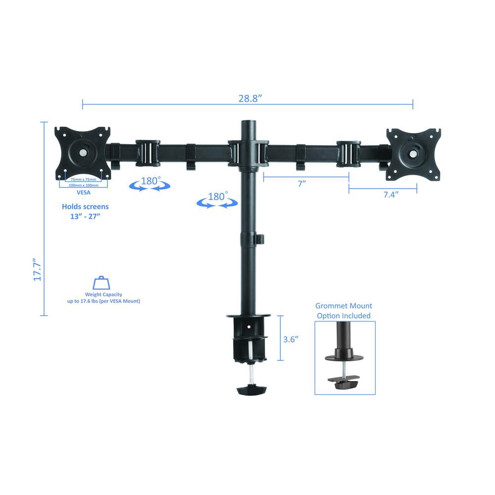 Rocelco 46" Height Adjustable Corner Standing Desk Converter with Dual Monitor Arm BUNDLE | Quick Sit Stand Up Computer Workstation Riser | Extra Large Keyboard Tray | Black (R CADRB-46-DM2)