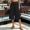thumbnail image 4 of Miluxas Women's Plus Size Wide Leg Capri Pants High Waist Drawstring Business Casual Loose Cropped Culottes with Pockets Lightweight Breathable Black, 4 of 6