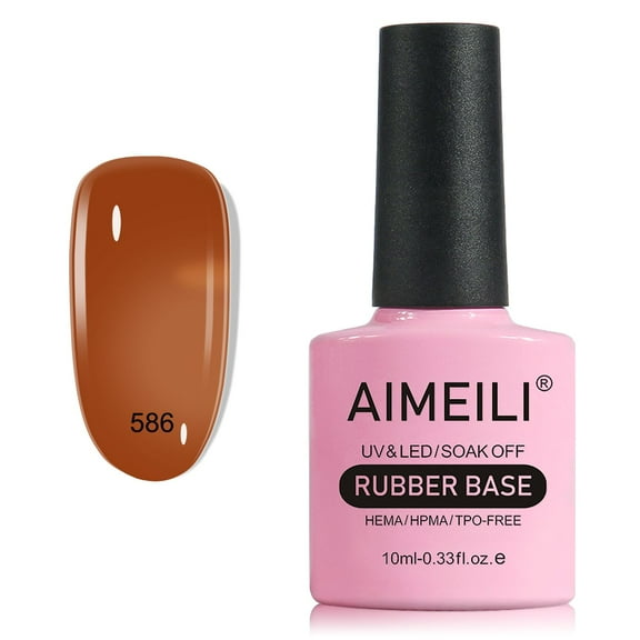 AIMEILI 5 in 1 Rubber Base Gel For Nails, Sheer Color Gel Nail Polish UV LED Soak Off, Elastic Rubber Base Coat Nail Strengthener Nail Rhinestones Glue Gel - (586) 10ml