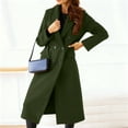 thumbnail image 4 of Women's Fashionable Casual Long Double-Breasted Coat Solid-Colour Woolen Outerwear Jacket for Elegant and Warm Style,Army Green,L, 4 of 6
