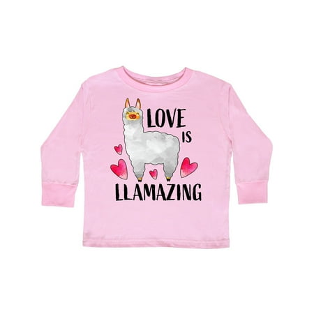 

Inktastic Valentine s Day Love is Llamazing with Cute Llama and Hearts Gift Toddler Boy or Toddler Girl Long Sleeve T-Shirt
