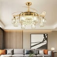 thumbnail image 6 of FINE MAKER 42" Luxury Gold 8-Lights LED Crystal Chandelier Retractable Ceiling Fan Lamp w/Remote Control, 6 of 12