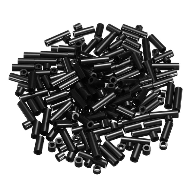 Unique Bargains Ensemble de Rondelles d'Espacement Rondes 200 Pack Nylon 4,6,15,20,25mm Longueur pour Bloc de Vis M4, Noir