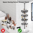 thumbnail image 7 of Corner Shower Caddy Tension Pole - Shower Tension Rod Organizer, with Soap Holder & Hooks Family Stand Storage Rack No-Drill Adjustable Shower Shelf 25-114.2 inch, Towel Rack Corner Waterproof, Black, 7 of 7