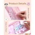 thumbnail image 4 of Pencil Pouch Clear 3-Tier Large Capacity Cute Print Animal Easy Clean + 6 Pens & Plush Keychain (Purple), 4 of 5