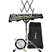 Gearlux 32-Note Glockenspiel Bell Kit with 8" Practice Pad, Stand, Music Rest, Mallets, Drum Sticks, and Gig Bag