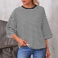 thumbnail image 2 of YUGYXL Striped Tshirt Women Bow Tie Back Striped Half Sleeve T Shirts Oversized Crewneck Tee for Daily Wear Vacation Black L, 2 of 4