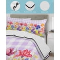 thumbnail image 4 of Purple Plaid Tulip Twin XL Size Down Alternative Comforter, Lightweight Comforter Quilt Bedding Set with Pillow Shams Spring Floral Watercolor Botanical All Seasons Bed Comforter Duvet Insert 68"x98", 4 of 7
