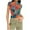 Orange, variant on qucoqpe Womens 2026 Spring Summer Fashion Colorblock Patchwork Crewneck Short Sleeve Tee Casual Slim Fit Blouses Tops