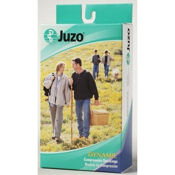 Juzo 2002 Soft Open Toe Knee Highs w/Silicone Band Border - 30-40 mmHg Short Beige II