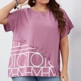 thumbnail image 2 of TAGOLD Womens Summer Plus Size Tops,Tops for Womens,Women Oversize Summer Casual Short Sleeve Round Neck Printed Sleeve Tops Loose Blouse, 2 of 5