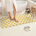 thumbnail image 4 of Yellow White Checkerboard Checkered Pattern Bathroom Rugs Mat,Non Slip Microfiber Bathroom Rug,Rubber Backing,Soft Bathroom Mats for Bathroom Floor,Tub and Shower,60x24in(150x60cm), 4 of 5