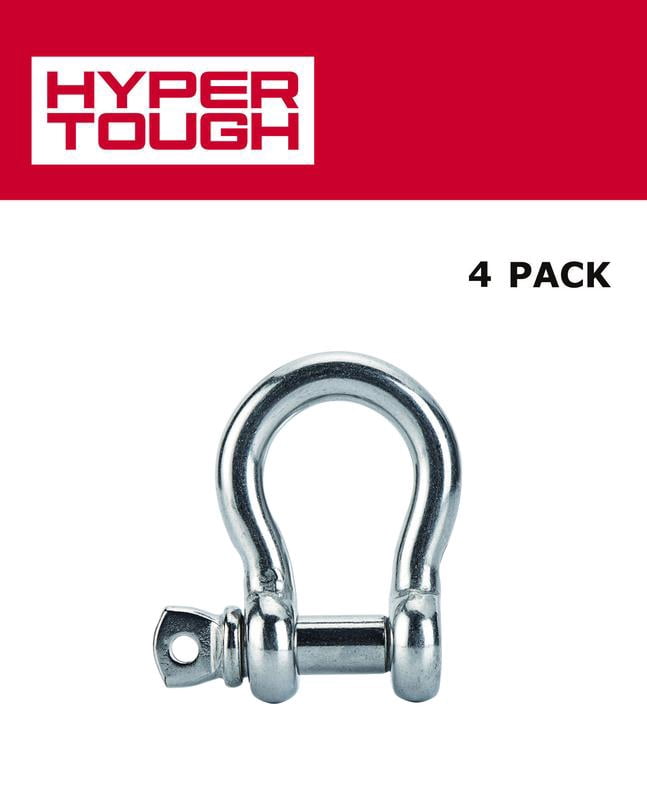 Hyper Tough 1/2 in. D-Ring Shackles, Stainless Steel 316, Marine Grade, 4 Pack