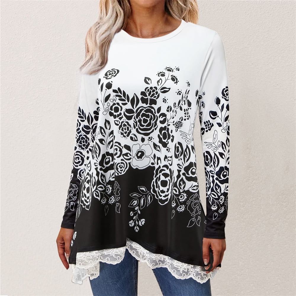 Long Sleeve Relaxed Fit Block Top with Necklace In Pink and White