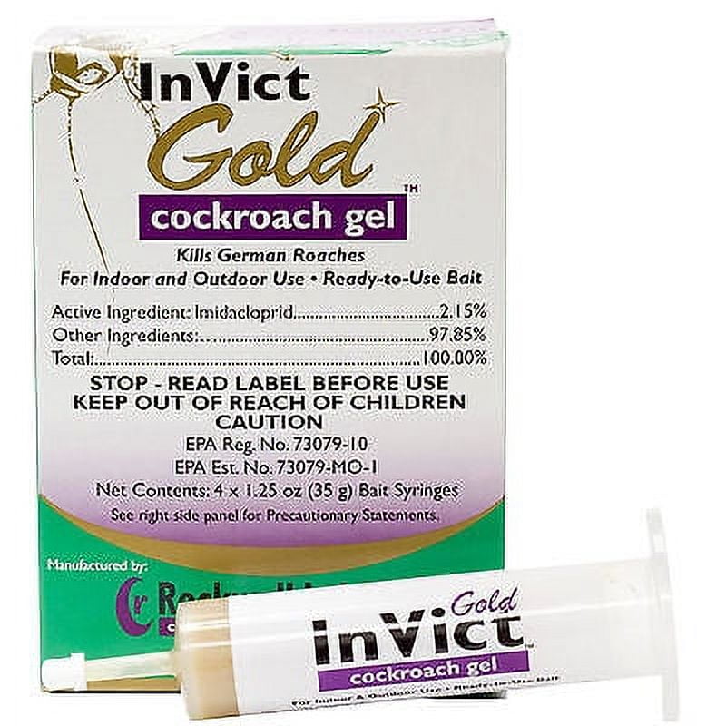 Invict Gold Cockroach German Roach Control Gel Bait 4 tubes w/ plunger (35 grams per tube) Better then Maxforce Kill Ger
