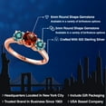thumbnail image 2 of Gem Stone King 18K Rose Gold Plated Silver Red Garnet and Blue Moissanite Engagement Ring for Women | 2.00 Cttw | Round 6MM | Gemstone January Birthstone | Size 5, 2 of 6