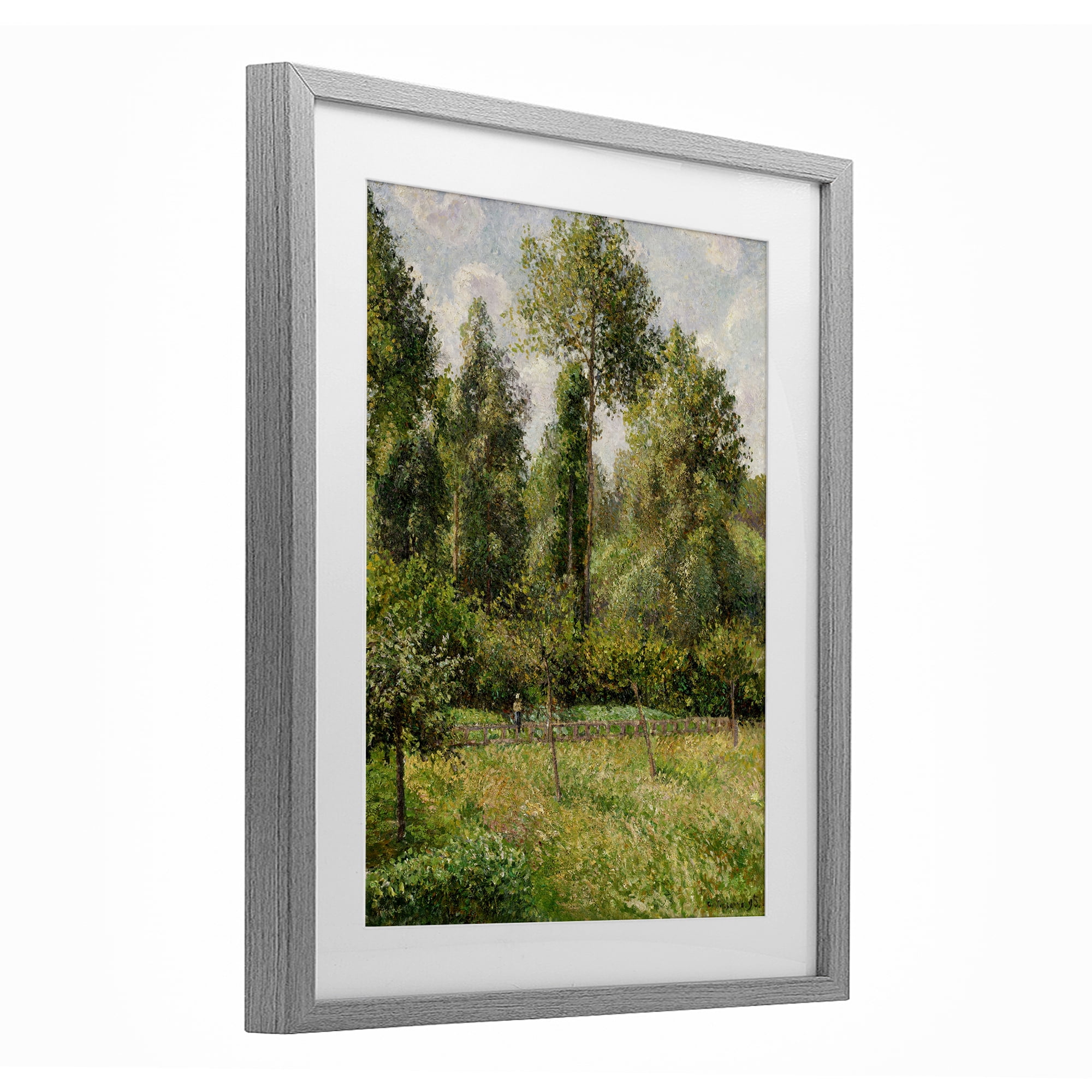 Stupell Industries Poplars Classic Landscape Gray Framed Print Under Glass, design by Camille Pissarro