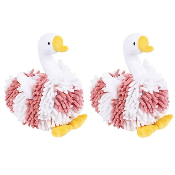 2PCS 3D Goose Shaped Fuzzy Hand Towel Ball Kitchen Towels with Hanging Loop,Microfiber Chenille Hand Towels