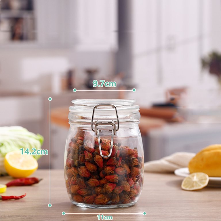 Transparent Round Glass Snap Storage Jar Household Kitchen Sealed Jar Grain  Storage Box Tea Tin Multi-purpose Containe