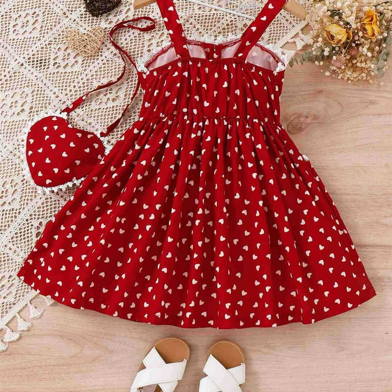 WQJNWEQ Girls Dresses 4-8 Years Old Valentine's Day Set