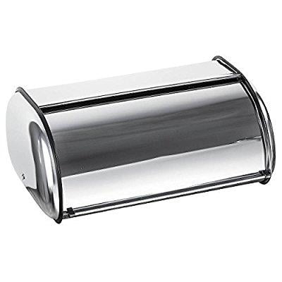 Brushed Stainless Steel Cylinder Bread Bin Loaf Kitchen Storage Box Mirrored Lid 