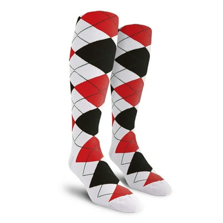 

Golf Knickers Colorful Knee High Argyle Cotton Socks For Men Women and Youth - ZZZZ: White/Red/Black - Youth