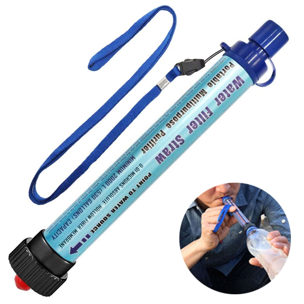 Orange Outdoor Survival Gear for Camping Hiking Travel and Emergency 1 Pack Membrane Solutions Personal Water Filter Straw Portable Water Purifier with 0.1 Micron 4-Stage Filtration System