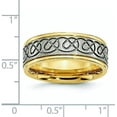 thumbnail image 6 of Chisel Titanium Brushed and Polished Yellow IP-plated Scroll Design 8.2mm Grooved Edge Band - Ring Size 7.5, 6 of 8