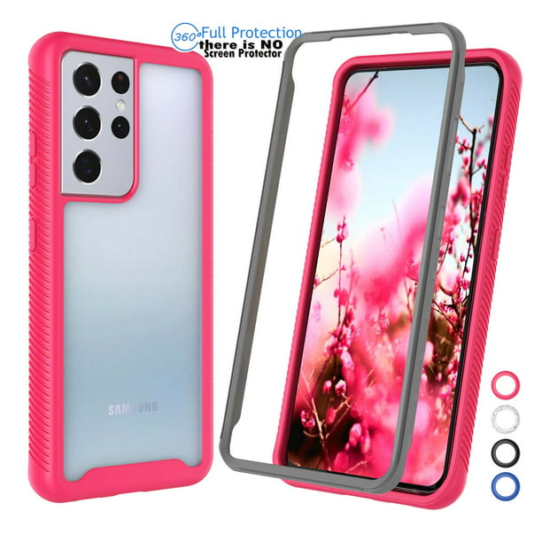 Galaxy S21 Ultra 5g Case Sturdy Case For Galaxy S21 Ultra 6 8 Njjex Hard Plastic Full Body Rugged Transparent Clear Back Bumper Case Cover For Samsung Galaxy S21 Ultra Hot Pink