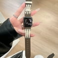 thumbnail image 4 of Leather Band Compatible with Apple Watch Band 38mm 40mm 41mm Women Men Dressy Breathable Rope Leather Strap for iWatch SE Series 9 8 7 6 5 4 3 2 1,WhiteCoffee, 4 of 6