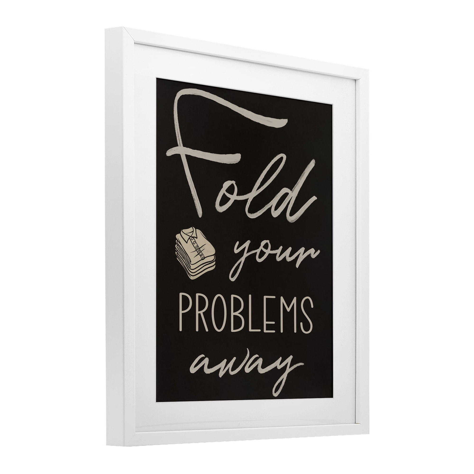 Fold Your Problems Away White Framed Print Under Glass, design by Marcus Prime