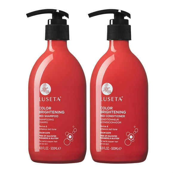 Luseta Ensemble Shampooing et après-Shampooing pour Cheveux Rouges, Sans Sulfate Ni Parabène pour Éclaircir le Cuivre, Fortifiant les Follicules avec Extrait de Grenade 2 x 16.9oz