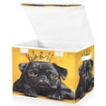 thumbnail image 2 of WOBOGO Crown Black Pug Dog Large Collapsible Storage Box Flip Lid Fabric Decorative Organizer Container Basket with Handles 16.5×12.6×11.8in, 2 of 7