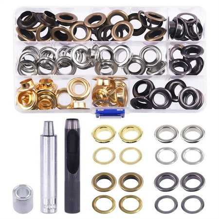

63Pcs 1/2 Inch Thickened Grommets Eyelets with Install Tool Set 4 Colors Metal Eyelet Duty Grommet Set
