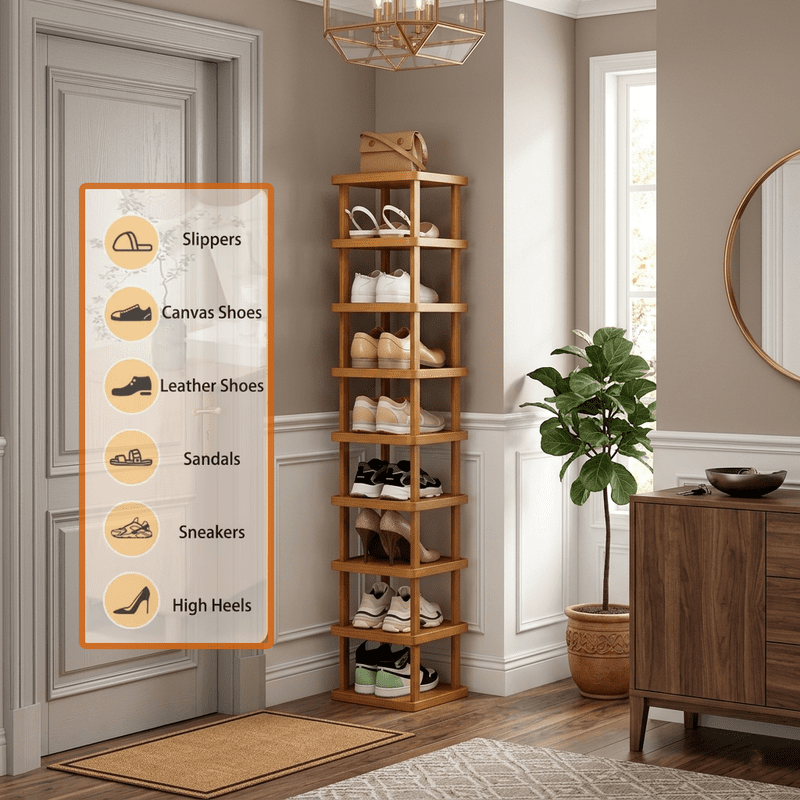 AISWORD 9-Tier Modern Bamboo Shoe Rack,Space-Saving Vertical Shoe Storage Organizer for Entryway,Closet,and Hallway