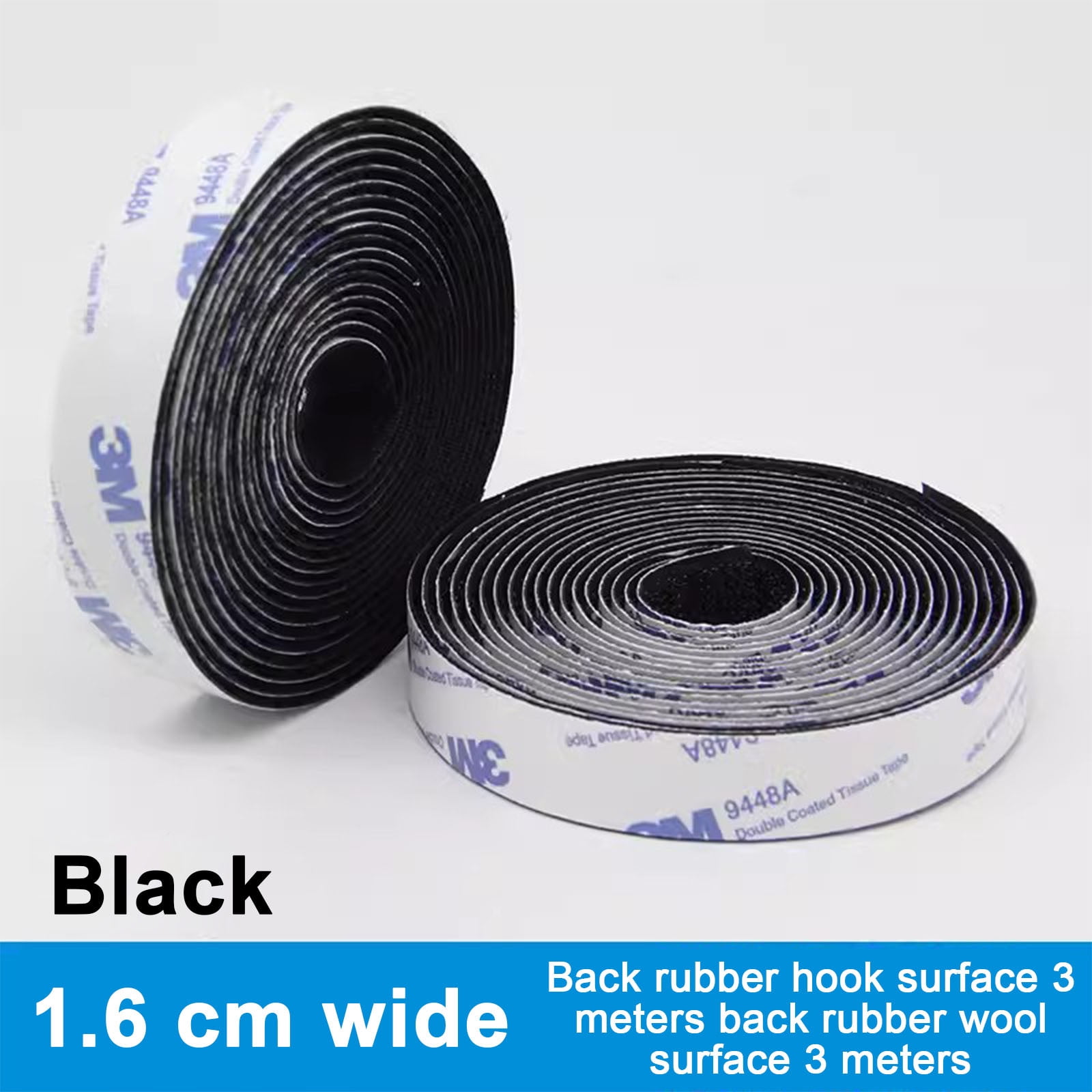 Kezqiaxn Hook and Loop Double Sided Tape, 16Mm Thick Double-Sided Adhesive Tape, Interlockings Tape Sewing Fasteners for Window Fixing, Photo Frames, Mosquito Net, Carpets, Car and Diy Black 3M