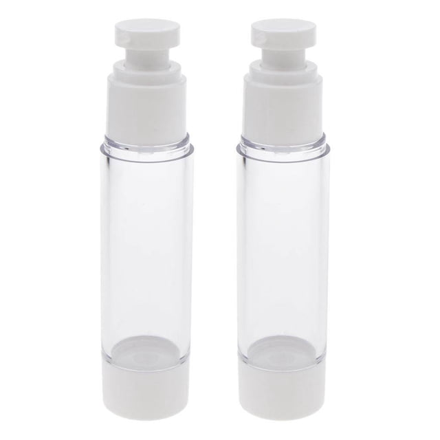 pitrice 2x Sterile Airless Pump Bottle Refillable Toner/Lotion/Serum Container 50ml