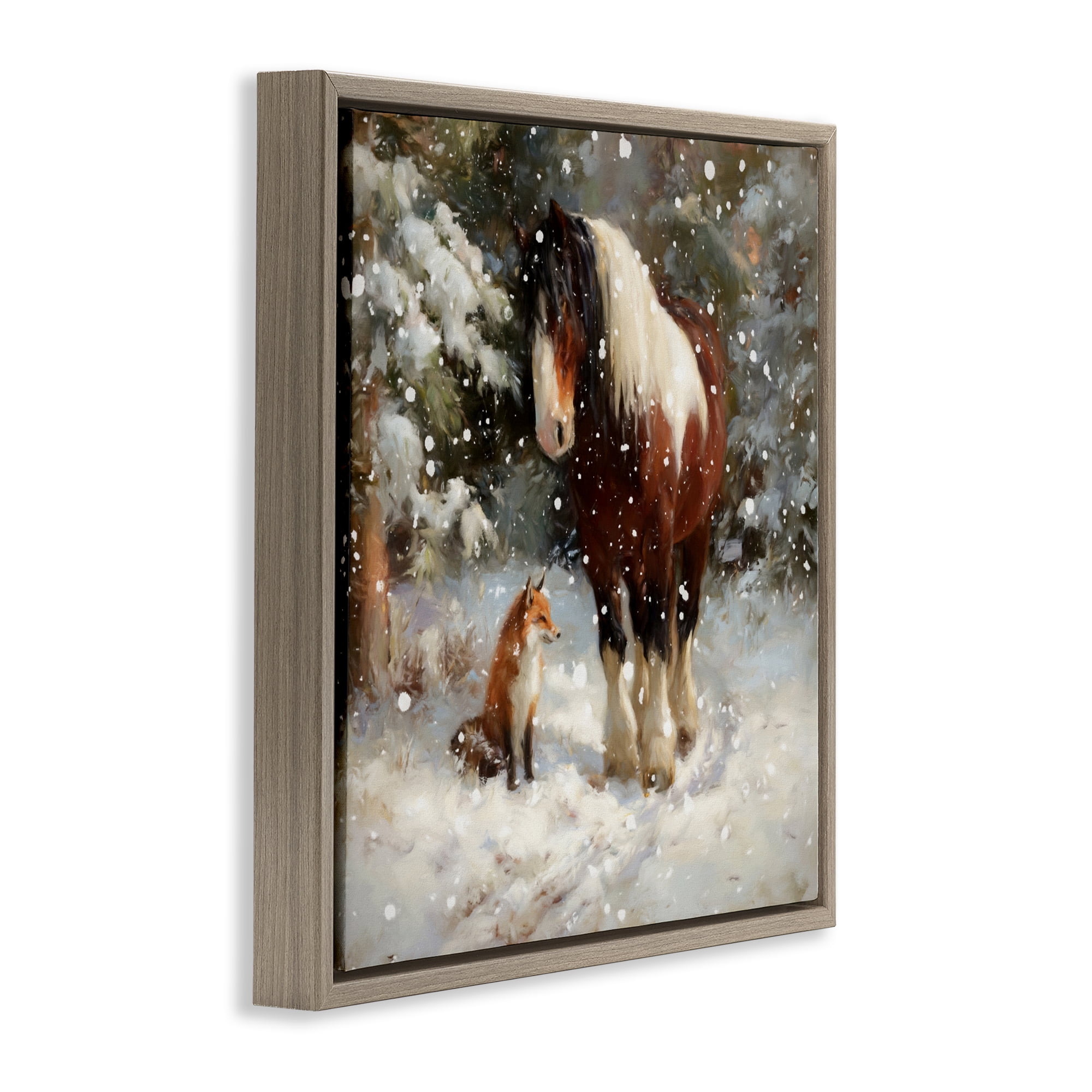 Stupell Industries The Horse & The Fox Brown Framed Floater Canvas Wall Art, design by Tina LeCour