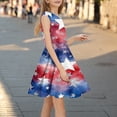 thumbnail image 3 of AUNVITO Girls Sleeveless Round Neck Summer Dress Fourth of July Print Waist Cinched Fit & Flare Casual Sundress, 3 of 5