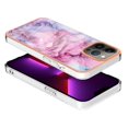thumbnail image 5 of ELEHOLD for iPhone 13 Pro 6.1 inch Marble Case, Clear Electroplated Frame Soft TPU Anti-Scratch Wear-Resistant Wireless Charging Slim Fit Transparent Case for iPhone 13 Pro, Pink, 5 of 5