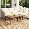 thumbnail image 2 of Gymax 3 Pieces L-Shaped Patio Furniture Set w/ Coffee Table Removable Cushions, 2 of 10